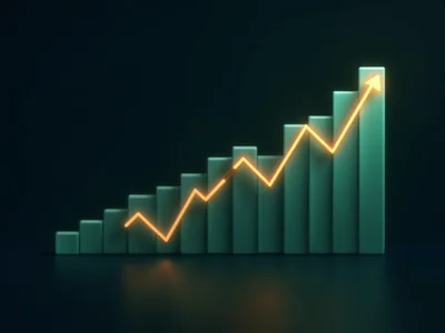 Illustration: glowing teal trading chart